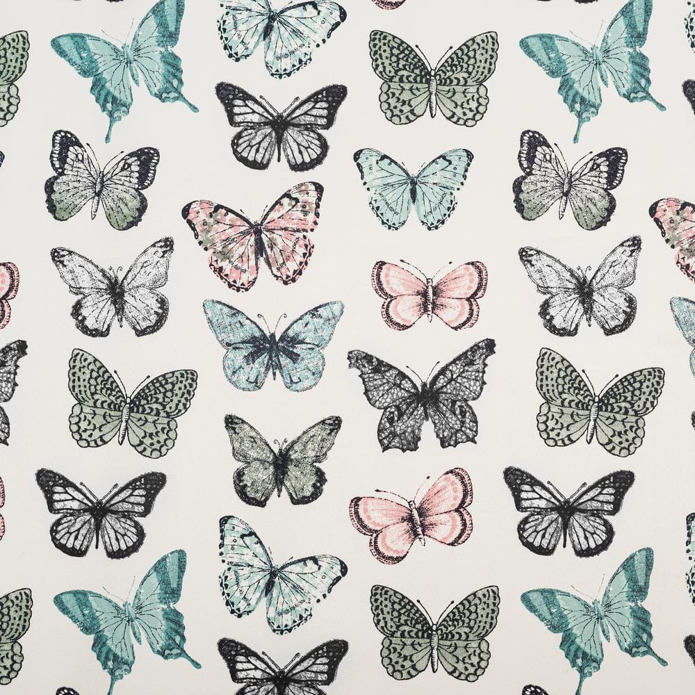 Blue Butterfly Print Semi-Sheer Rod Pocket Curtain Valance, 54" x 18"