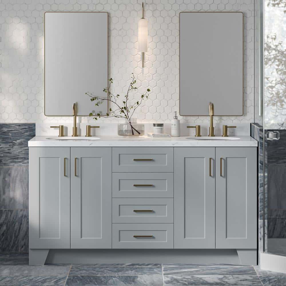 ARIEL Taylor 66.25 in. W x 22 in. D x 36 in. H Double Sink Freestanding ...