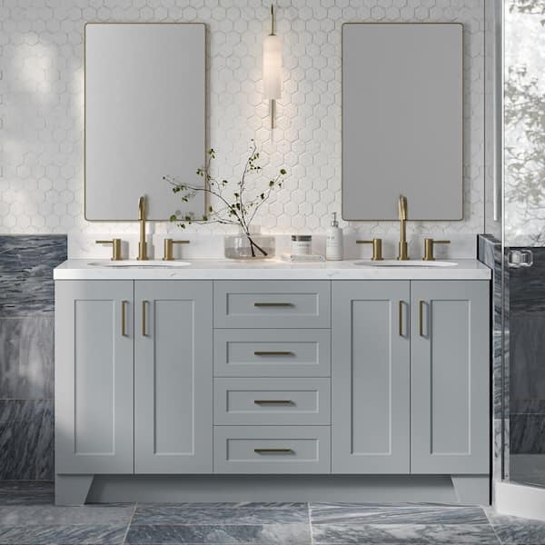 ARIEL Taylor 66.25 in. W x 22 in. D x 36 in. H Double Sink Freestanding ...