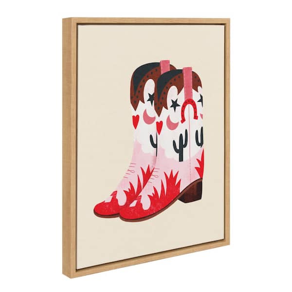 Sylvie Cowgirl Boots by Tania Garcia Natural Framed Art Print 18 in. x 24 in.