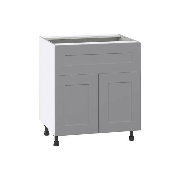 J COLLECTION Bristol Painted Slate Gray Shaker Assembled Base Kitchen Cabinet with 2 Draws (30 in. W x 34.5 in. H x 24 in. D)