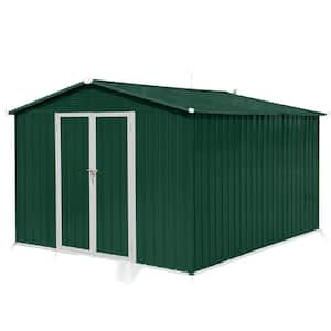 10 ft. W x 8 ft. D Outdoor Metal Shed Type with 2 Vents Lockable for Garden Backyaed Coverage Area 80 sq. ft. Green