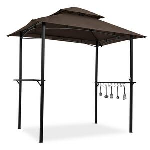 8 ft. x 5 ft. Brown Outdoor Grill Gazebo Double Tier Soft Top Canopy