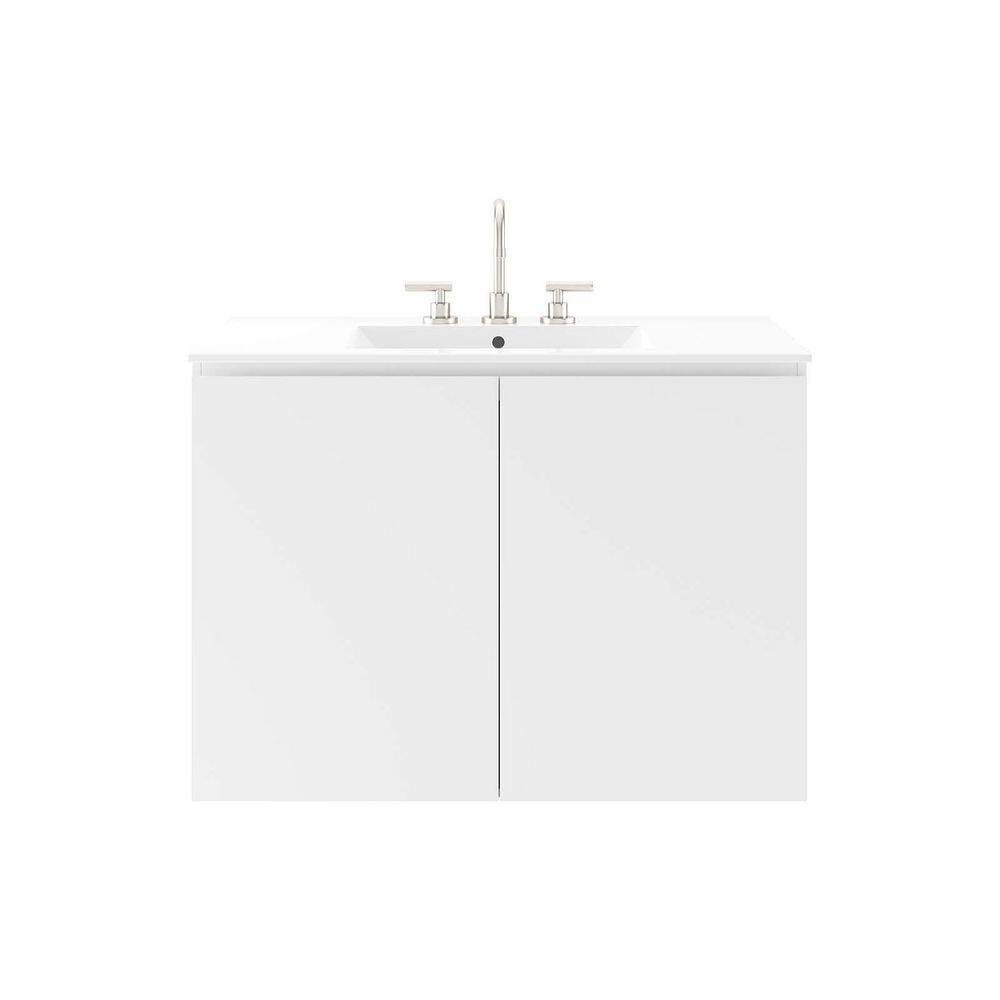 Bryn 36" White Ceramic Wall-Mount Bathroom Vanity