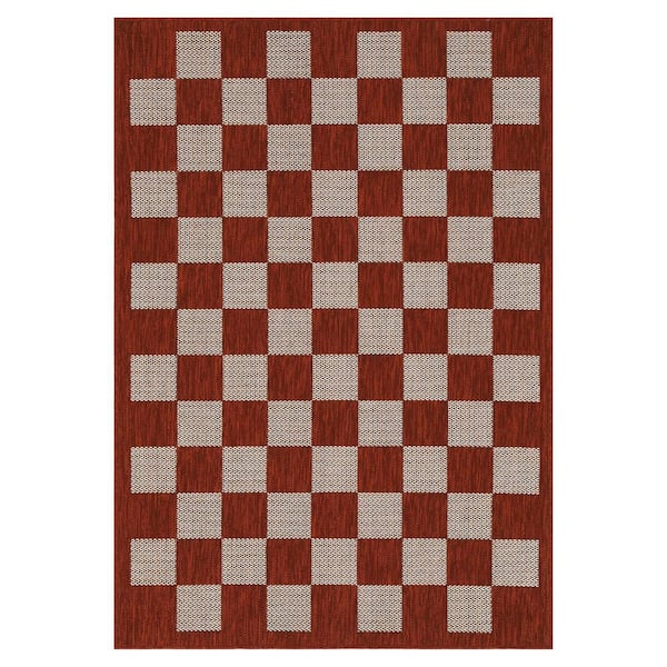 Daisy Red and Ivory 9 ft. x 12 ft. Indoor/Outdoor Area Rug