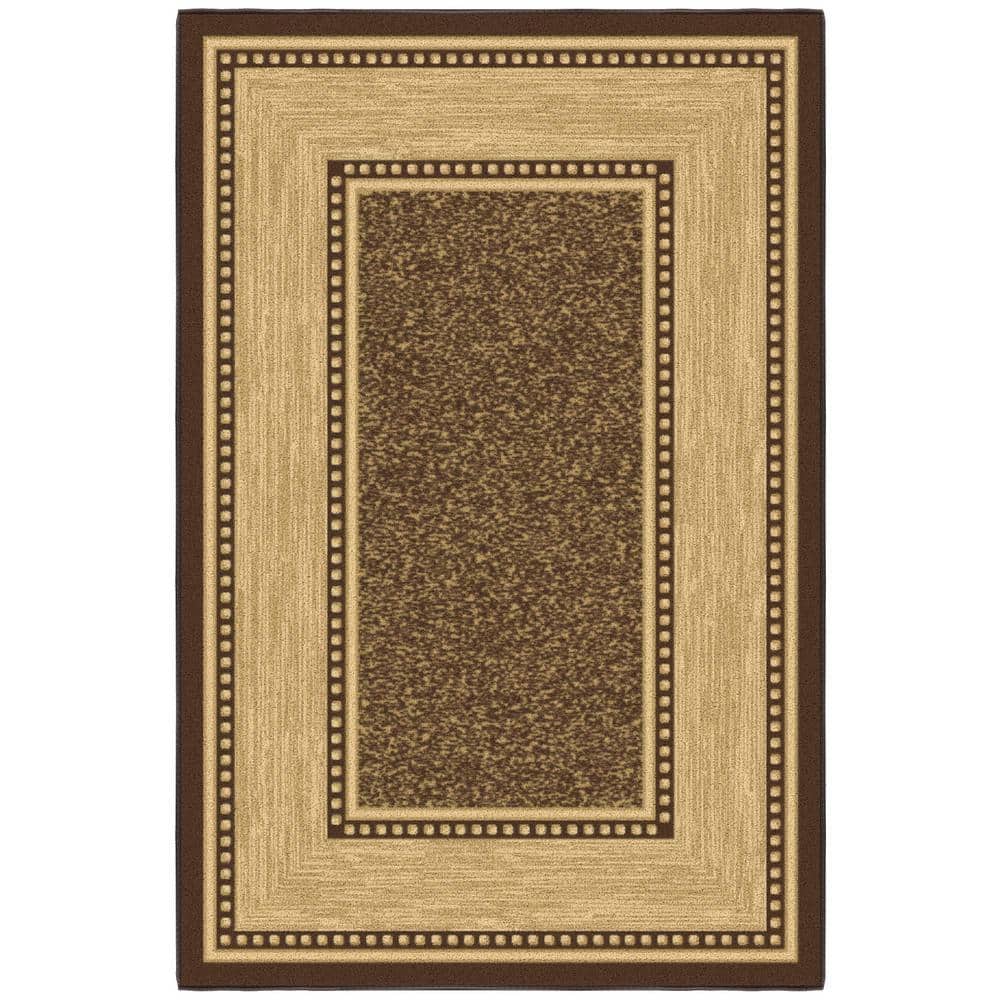 Brown and Beige Non-Slip Rubberback Area Rug 3'3" x 5'