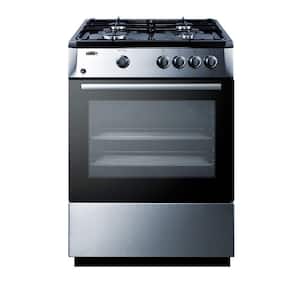 24 in. 2.7 cu. ft. Slide-In Gas Range in Black and Stainless Steel
