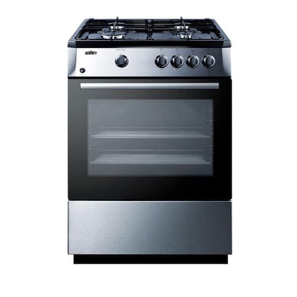 Summit Appliance 24 in. 2.7 cu. ft. Slide-In Gas Range in Stainless Steel and Black