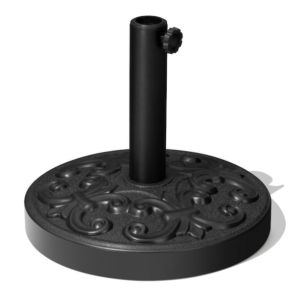 30 lbs. Heavy-Duty Round Concrete Patio Market Umbrella Base in Black with Adjustable Adapters and Durable HDPE Shell