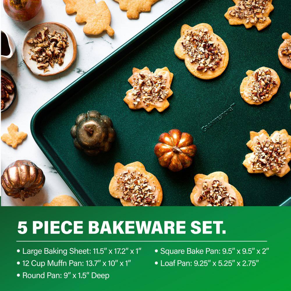 Emerald Green Nonstick Aluminum 20-Piece Cookware and Bakeware Set
