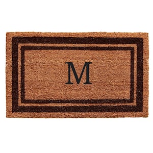 Brown Border Monogram Door Mat 24 in. x 36 in. (Letter M)