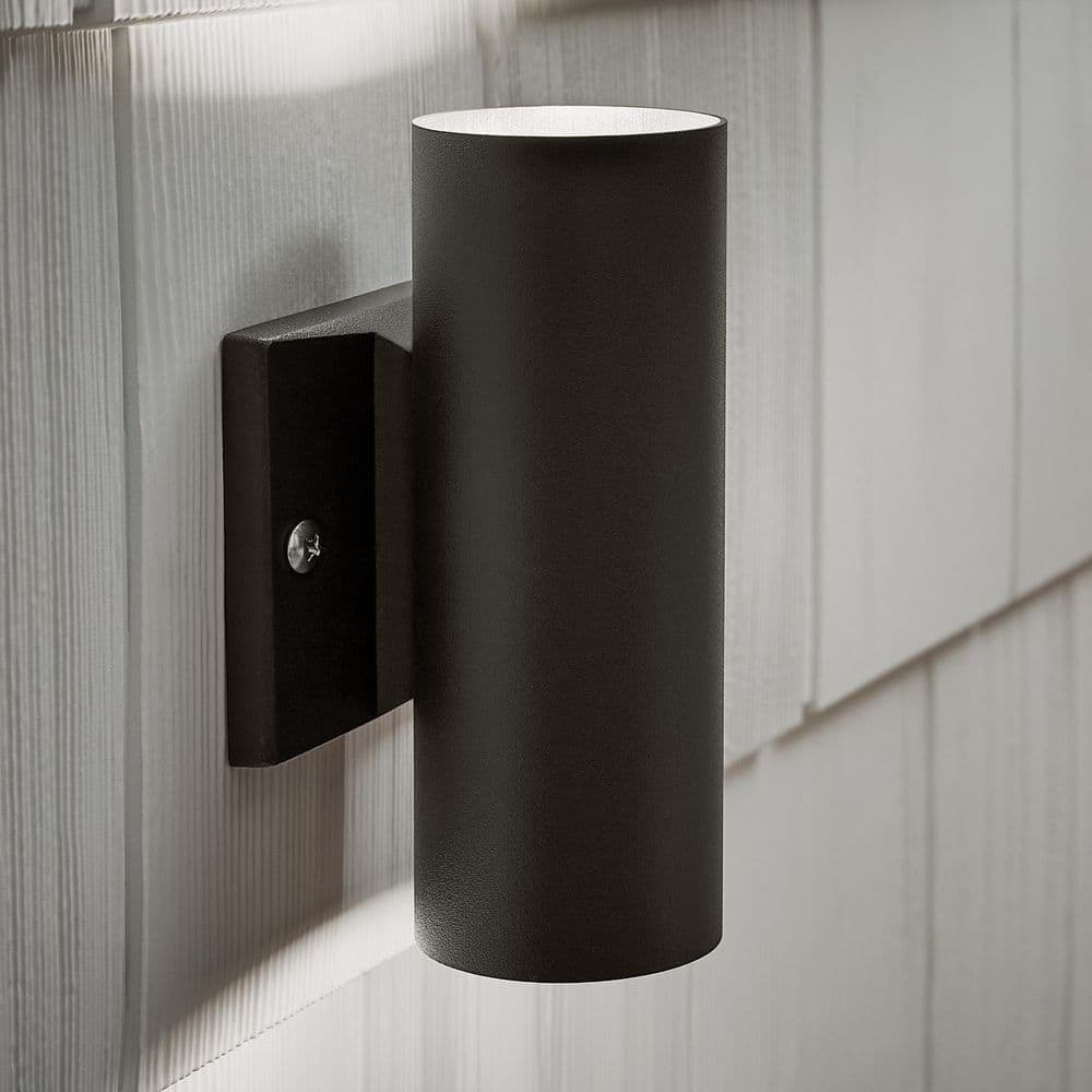 Modern Distressed Bronze Cylinder Wall Light with Up/Down Xenon Lighting
