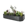 vego garden 17 in. 10-In-1 Modular Modern Gray Metal Raised Garden Bed ...