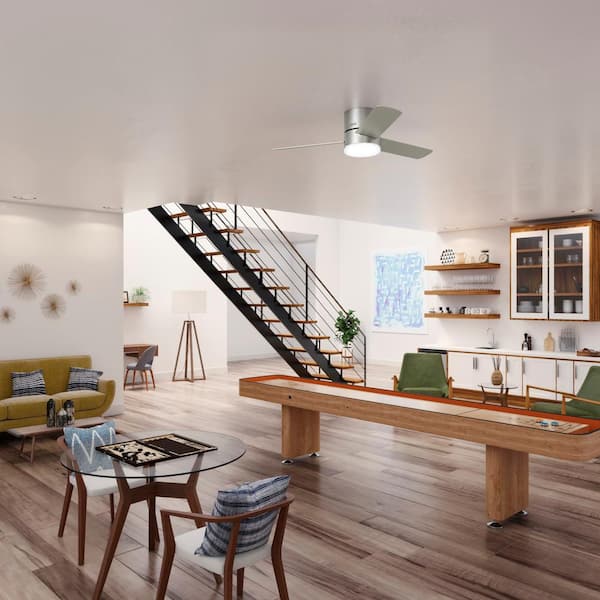 Hunter - Minimus 52 in. Integrated LED Indoor Brushed Nickel Ceiling Fan with Remote and Light Kit