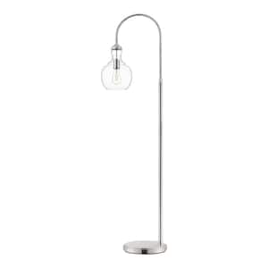 Bakerston 60 in. Polished Nickel Arc Floor Lamp with Clear Glass Shade