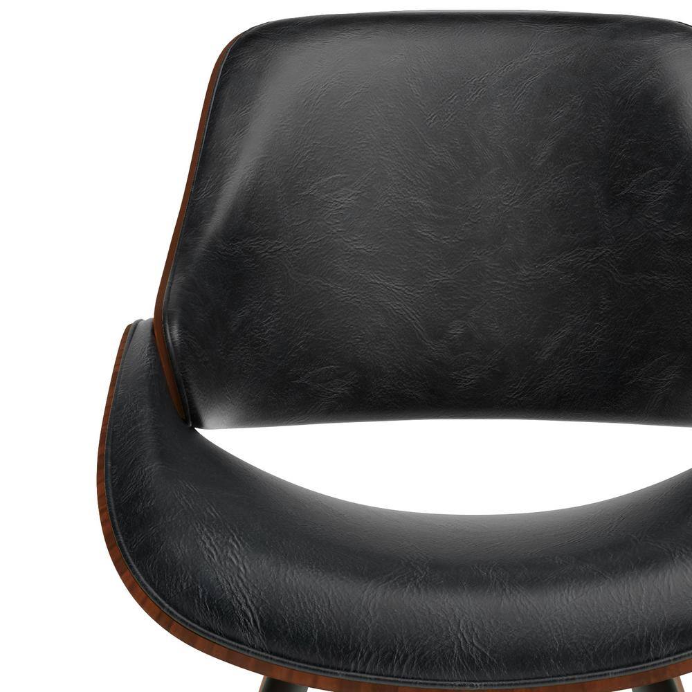 Mid-Century Modern Black Faux Leather Upholstered Side Chair