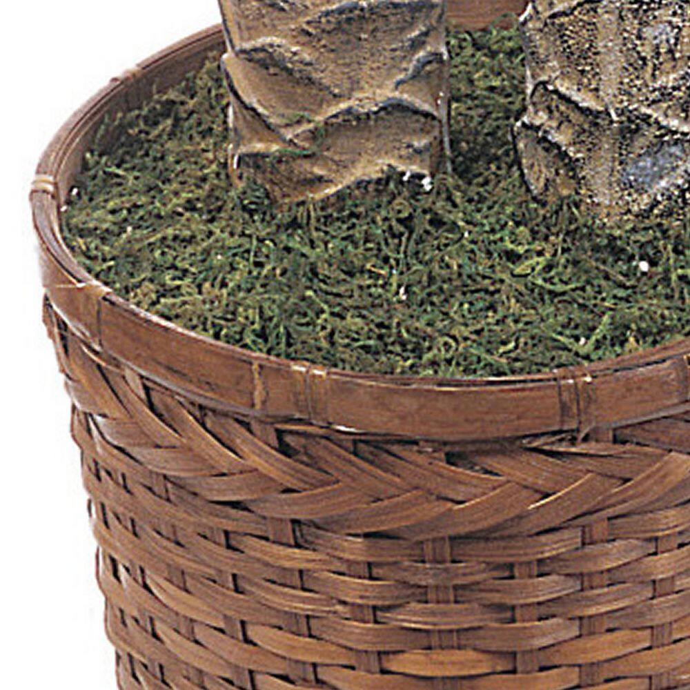 Double Potted Green Silk Palm Tree with Wicker Basket