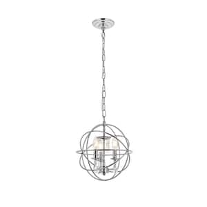 Timeless Home Wade 12 in. W x 13.6 in. H 3-Light Chrome and Clear Pendant
