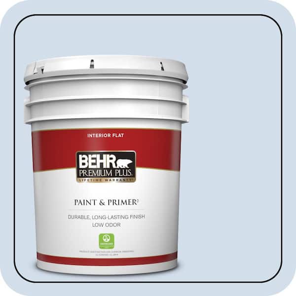 BEHR PREMIUM PLUS 5 gal. #M530-1 Ice Drop Flat Low Odor Interior Paint & Primer