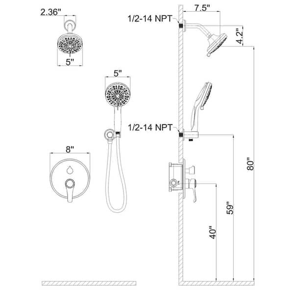 GIVING TREE Single-Handle 14-Spray High Pressure Shower Faucet in Brushed  Nickel(Valve Included) HDFFBT706HB-NS - The Home Depot