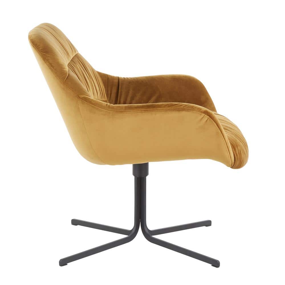 Chartreuse Velvet Swivel Accent Chair with Black Metal Base