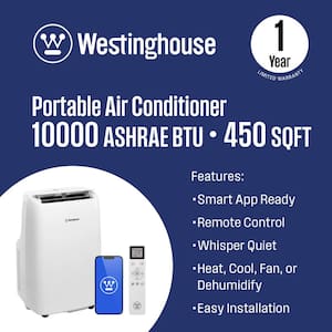 10,000 BTU Portable Air Conditioner Cools 450 sq. ft. with 3-in-1 Operation in White