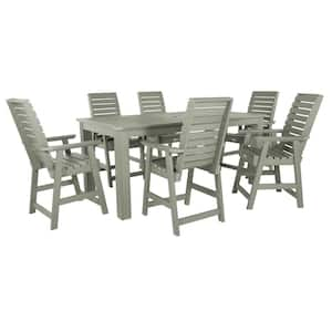 Weatherley Eucalyptus Counter Height Plastic Outdoor Dining Set in Eucalyptus Set of 6