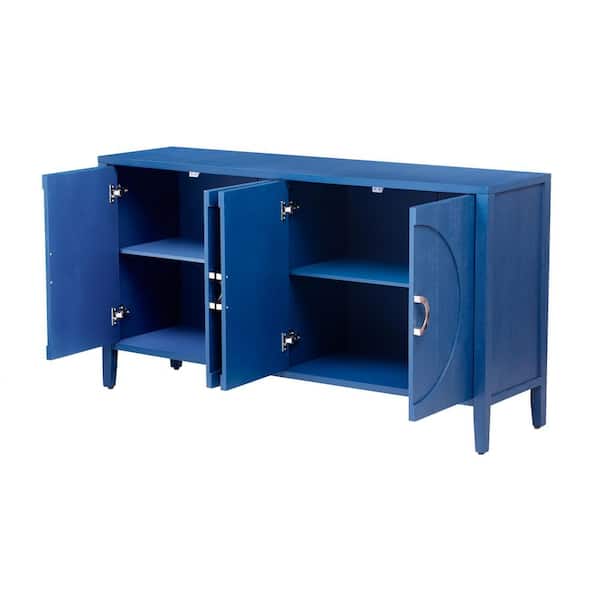 Navy Blue Wood 59.8 in. Sideboards with Textured Finish
