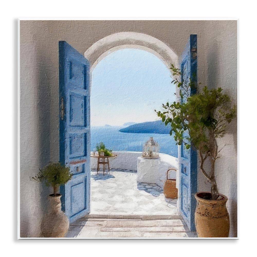 Blue Greek Door Scenery by LSR Design Studio Unframed Graphic Art Print Nature 12 in. x 12 in. price history on PriceWatchPro