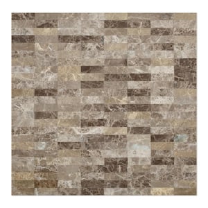 Lynx Mixed Brown 11.42 in. x 11.57 in. x 5mm Stone Peel and Stick Wall Mosaic Tile (5.51. ft./Case)