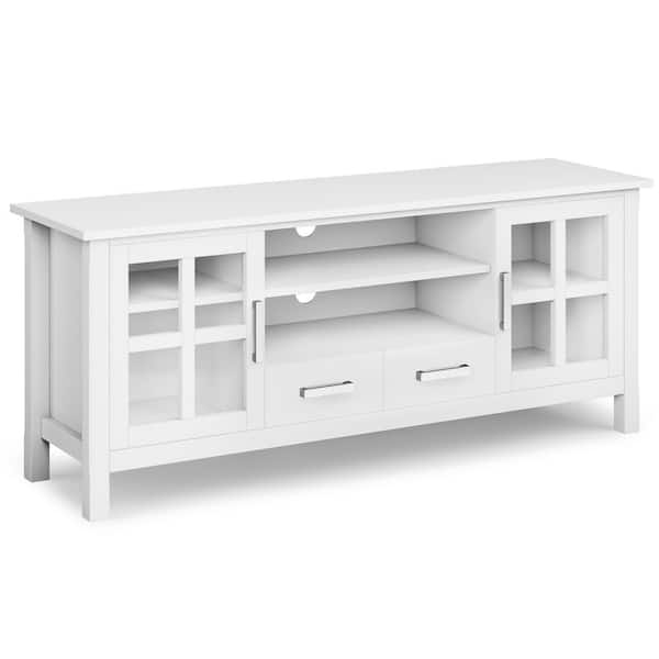 Simpli Home Kitchener White 60 in. Wide TV Media Stand For TVs up to 65 in.