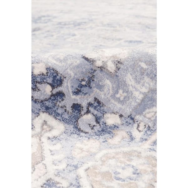 Amadeus Blue/Ivory 8 ft. x 8 ft. Round Oriental Area Rug