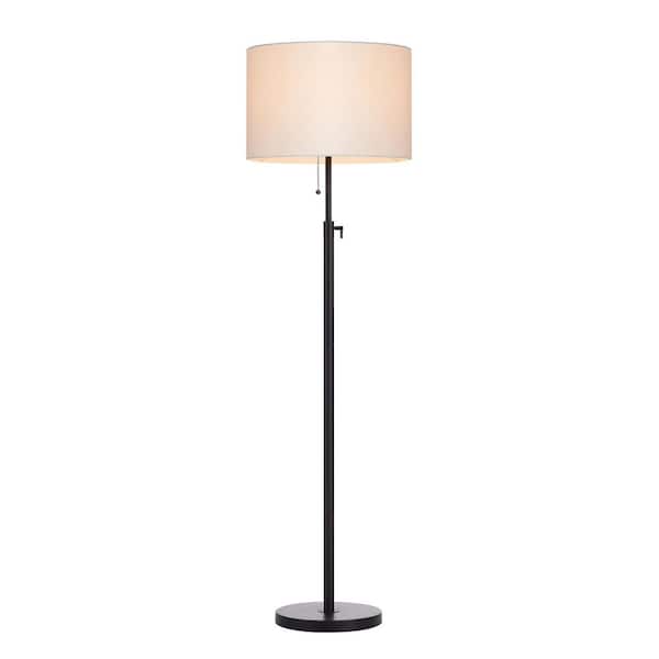 65 in. Adjustable Black Metal Floor Lamp with Pull Chain Switch