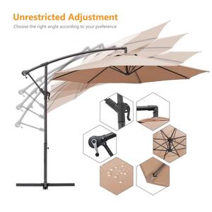 10 ft. Hanging Patio Cantilever Umbrella with Cross Base in Beige