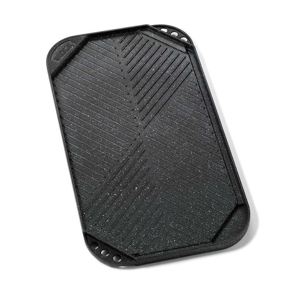 Black Aluminum Non-Stick Reversible Grill Griddle