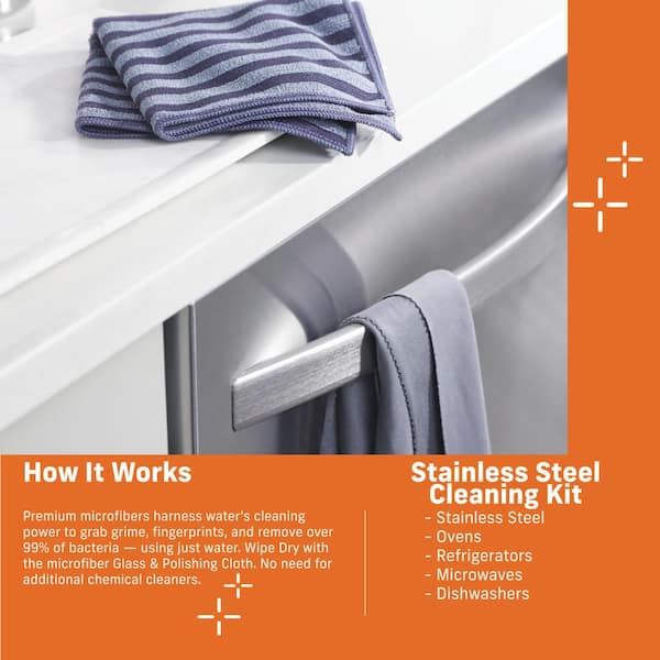 Quickie Microfiber Cleaning Cloth, Stainless Steel