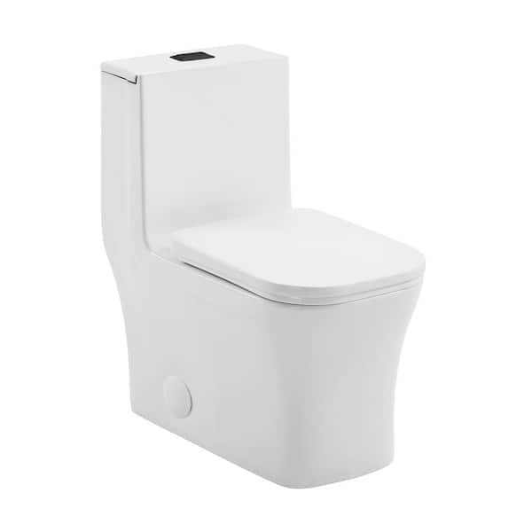 Swiss Madison Concorde 1-piece 1.1/1.6 GPF Dual Flush Elongated Toilet in Glossy White with Black Hardware Seat Included