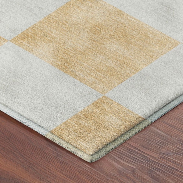Mayfield Premium Machine Washable Abstract AMF2345 Peach 8 ft. x 8 ft. Round Rug