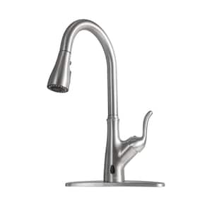 Single Handle Touchless Pull Down Sprayer Kitchen Faucet with Advanced Spray Hand-free Sink Faucets in Brushed Nickel