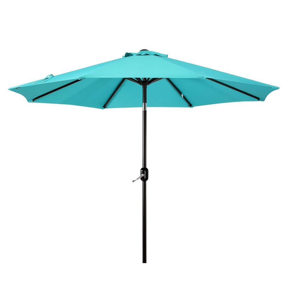 Turquoise 9-Foot Steel Patio Umbrella with Tilt and Crank