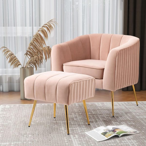 blush accent chair with ottoman