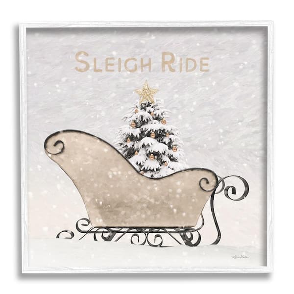 Stupell Industries Sleigh Ride Winter Scene by Lori Deiter 1-Piece Framed Graphic Print Typography Poster Art Print 12 in. x 12 in.
