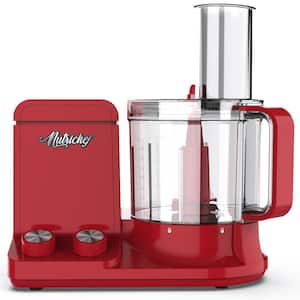 60 oz. Single Speed Red Countertop Blender with Food Processor Attachment