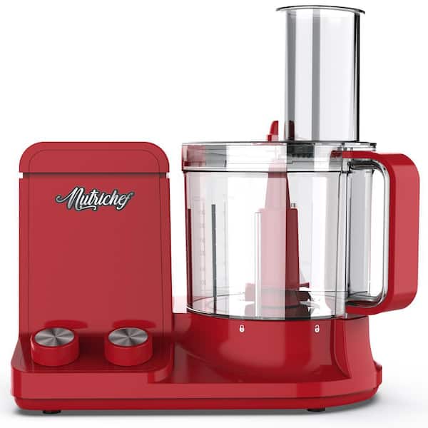 NutriChef 60 oz. Single Speed Red Countertop Blender with Food Processor Attachment