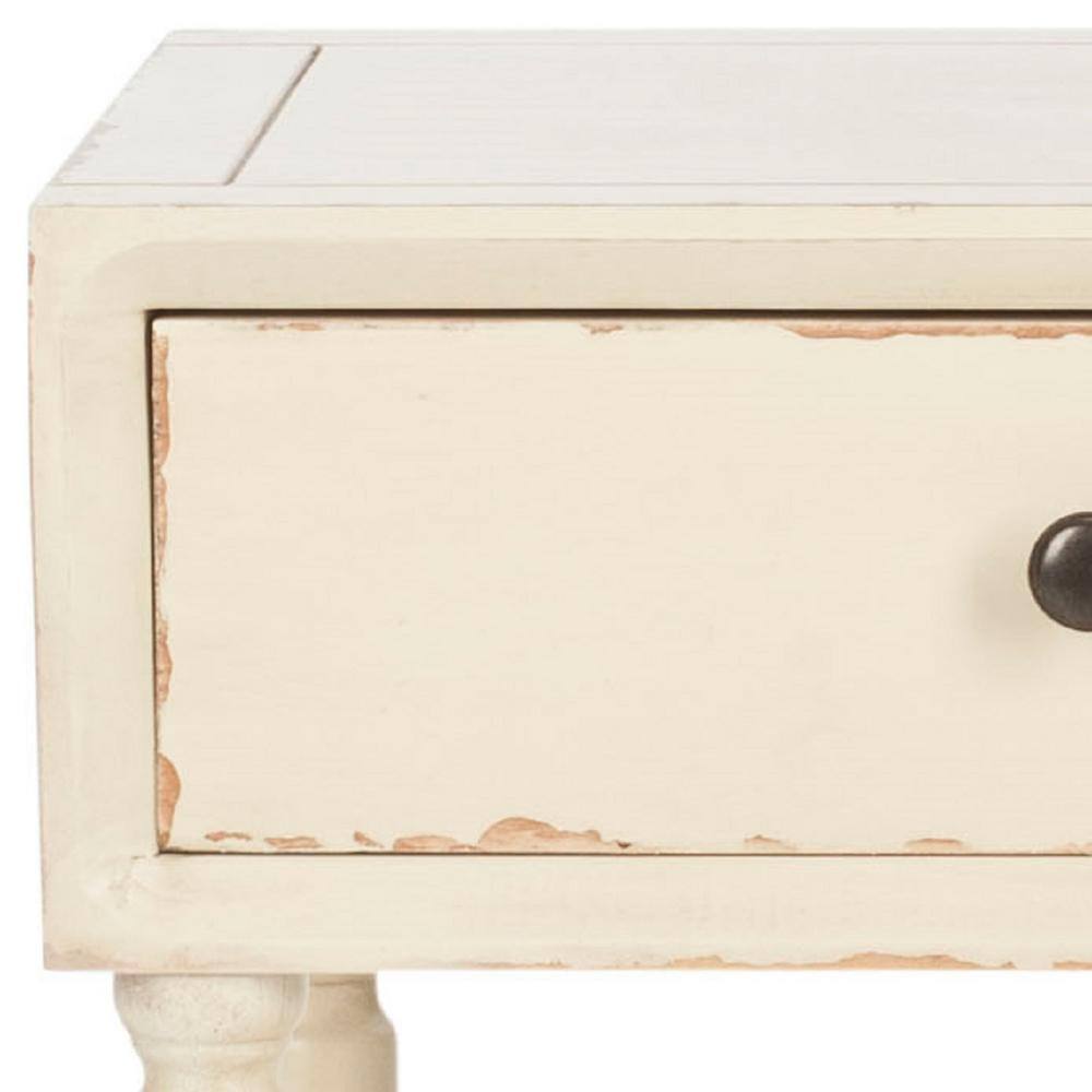Vanilla White Poplar Wood End Table with Storage