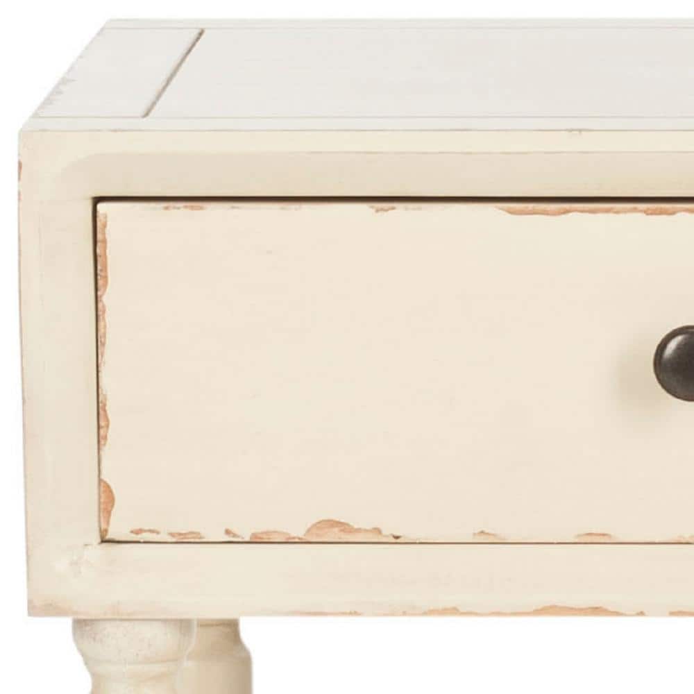 Vanilla White Poplar Wood End Table with Storage