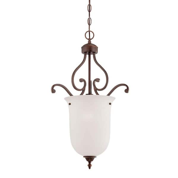 Millennium Lighting Rubbed Bronze Pendant with Etched White Glass