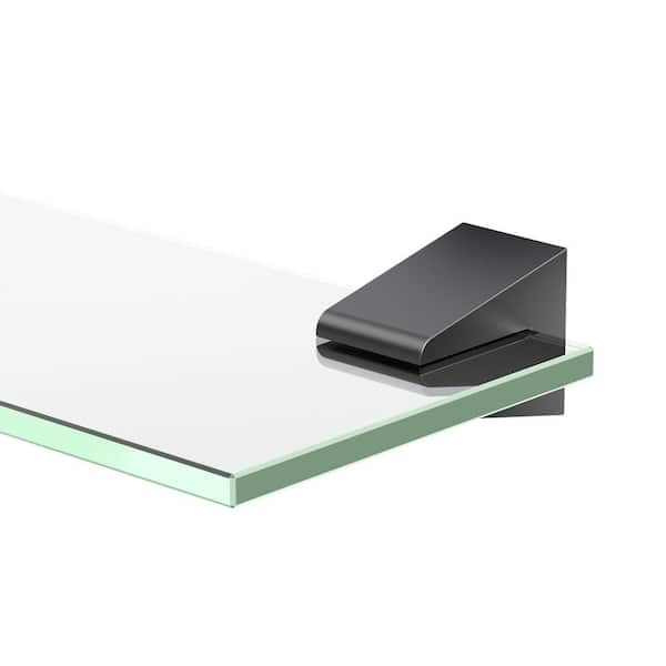 A-Line 20 in. W x 1.63 in. H x 5.13 in. D Glass Rectangular Shelf in Matte Black