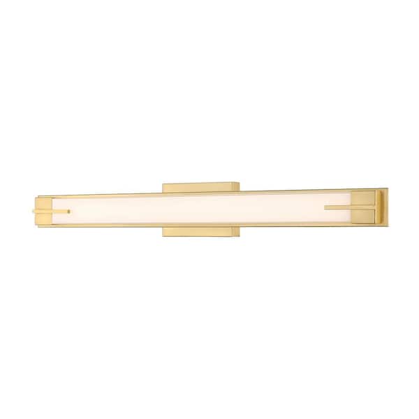 Chase 33 in. 1-Light Modern Gold LED Vanity with Gloss Opal Shade