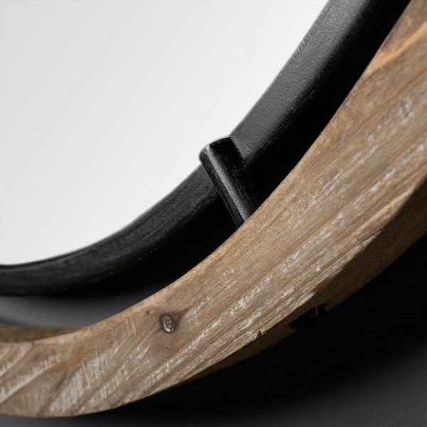 Medium Round Naturally Finished Wood Classic Mirror (24.3 in. H x 24.3 in. W)